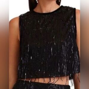 Avec Les Filles Shimmering Black Top, brand new, size XS, women’s